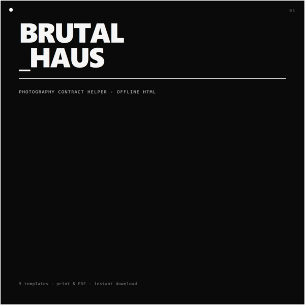 BrutalHaus Photography Contract Helper ENGLISH